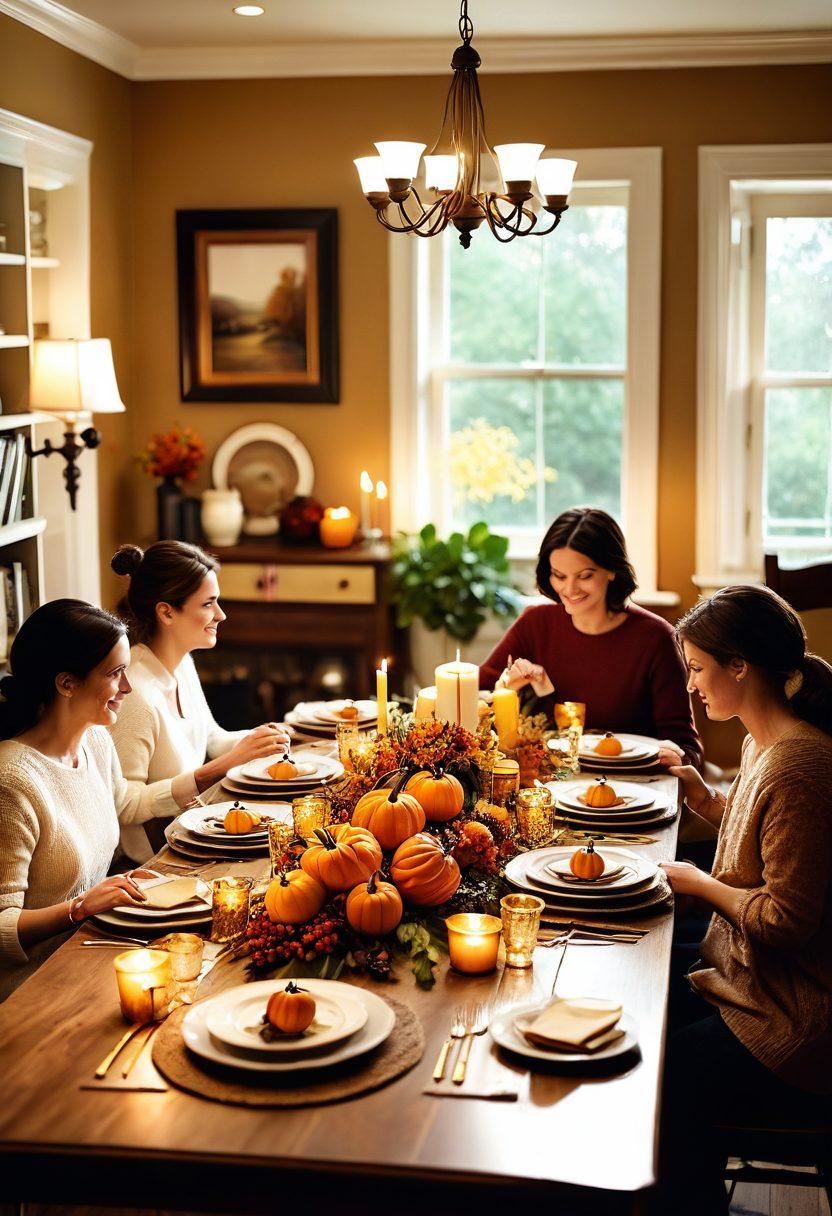A warm and inviting family gathering around a dinner table, showcasing diverse generations sharing stories and laughter. Surround the table with sentimental items like an old photo album and handmade crafts, symbolizing legacy. Soft, golden lighting creates an intimate atmosphere, while seasonal decorations add a touch of tradition. Capture the essence of love and connection in a cozy, homey setting. super-realistic. warm colors. soft-focus.